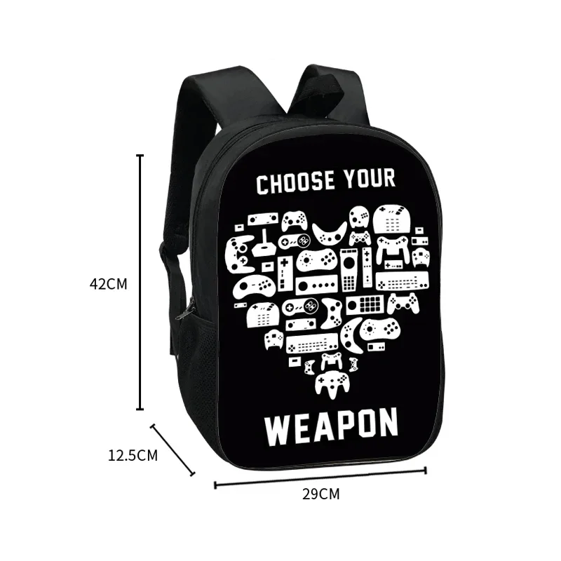 Gamepad Video Game fan Print Backpack Women Men School Bags Choose Your Weapon Gamer For Travel Student Daypack Laptop Backpack