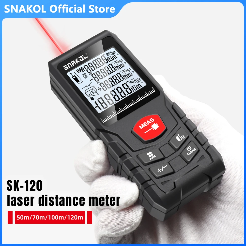Snakol-Medidor de distancia láser Profesional, 50m, 70m, 100m, 120m, telémetro, cinta métrica Digital, regla, herramientas de prueba