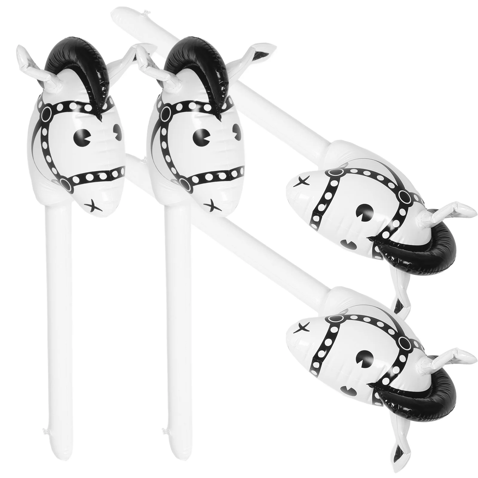 4 Pcs Inflatable Horse Stick Toy Party Balloons Decorations Horse's Head Tots Toys