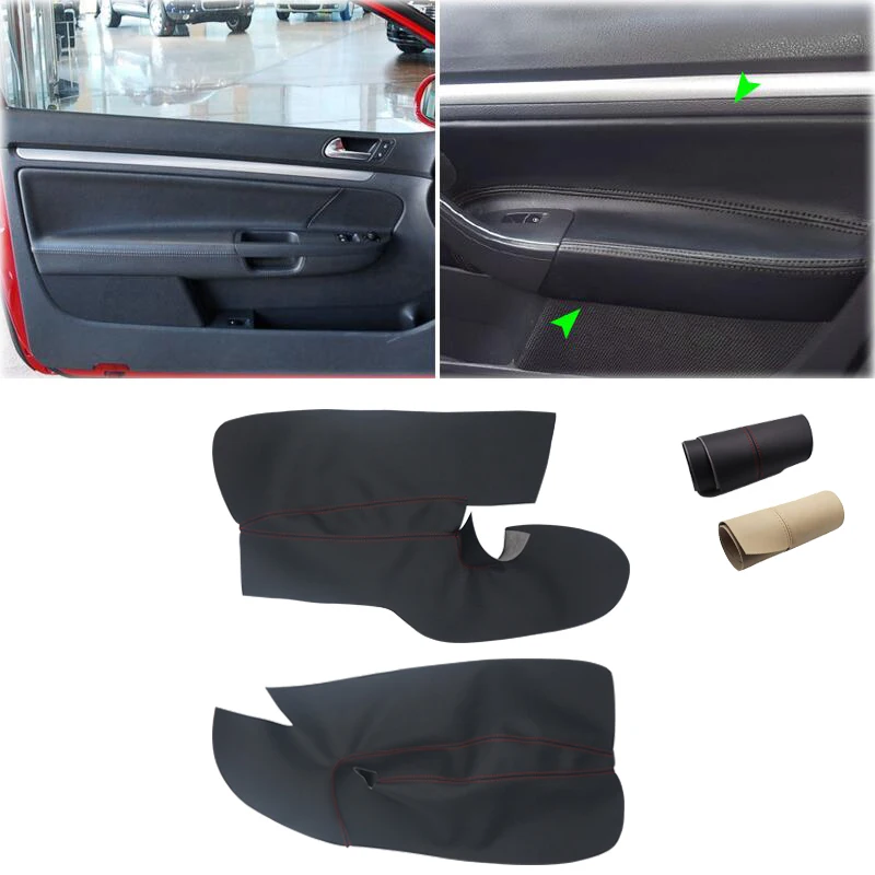 For VW Golf 5 MK5 2005 2006 2007 - 2010 only 3 doors Car Microfiber Leather Front 2 Doors Armrest Panel Cover Protective Trim