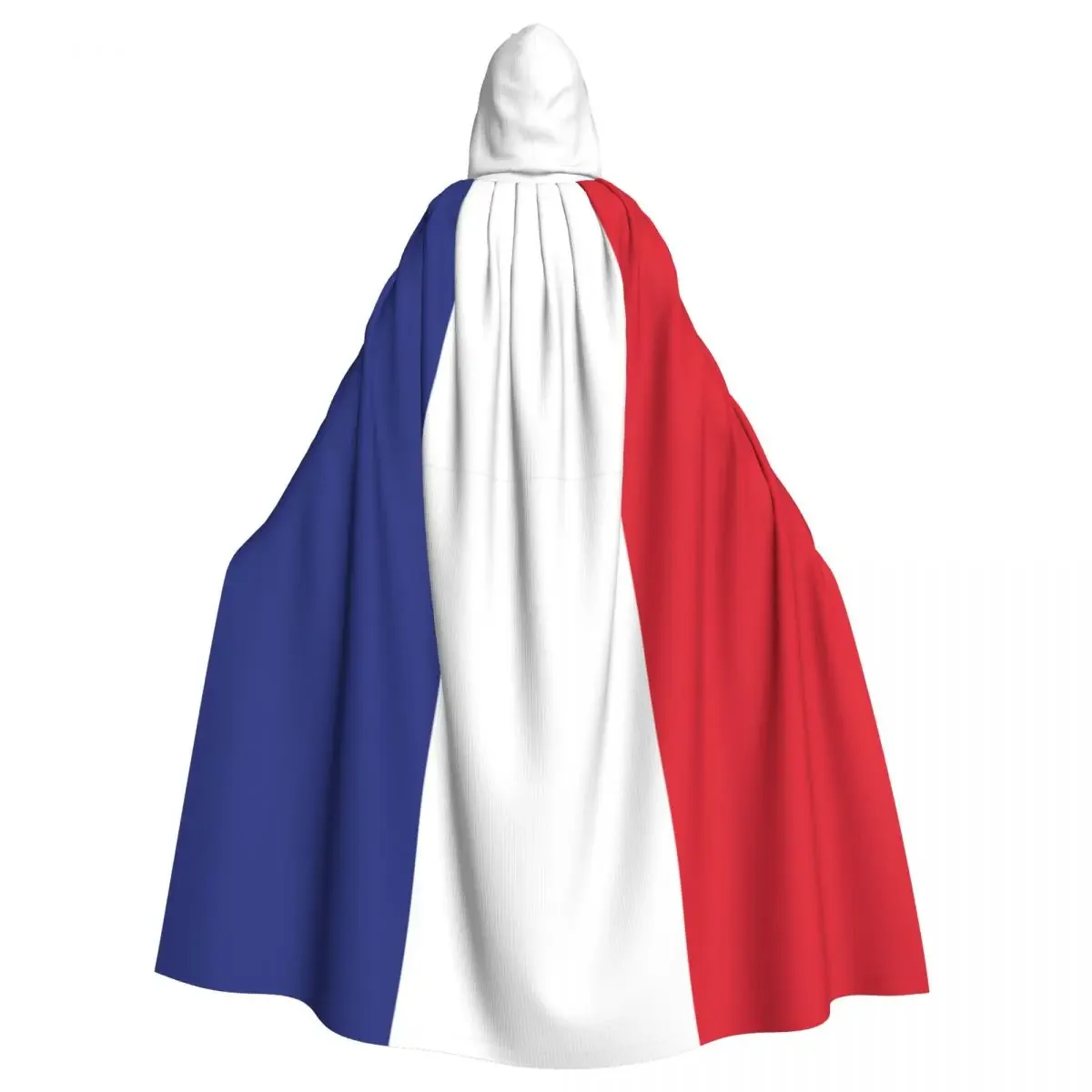 France Flag Hooded Cloak Polyester Unisex Witch Cape Costume Accessory