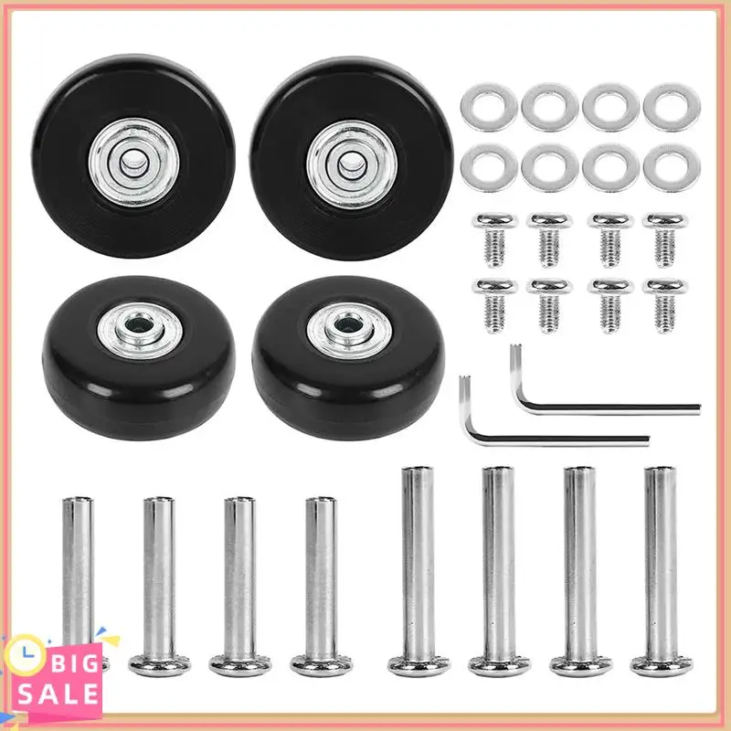 1Set Luggage Replacement Wheels 50Mm With 6Mm(0.24In) Bearings Repair Kits ABEC 608Zz Black Rubber For Suitcase And Inline Skate