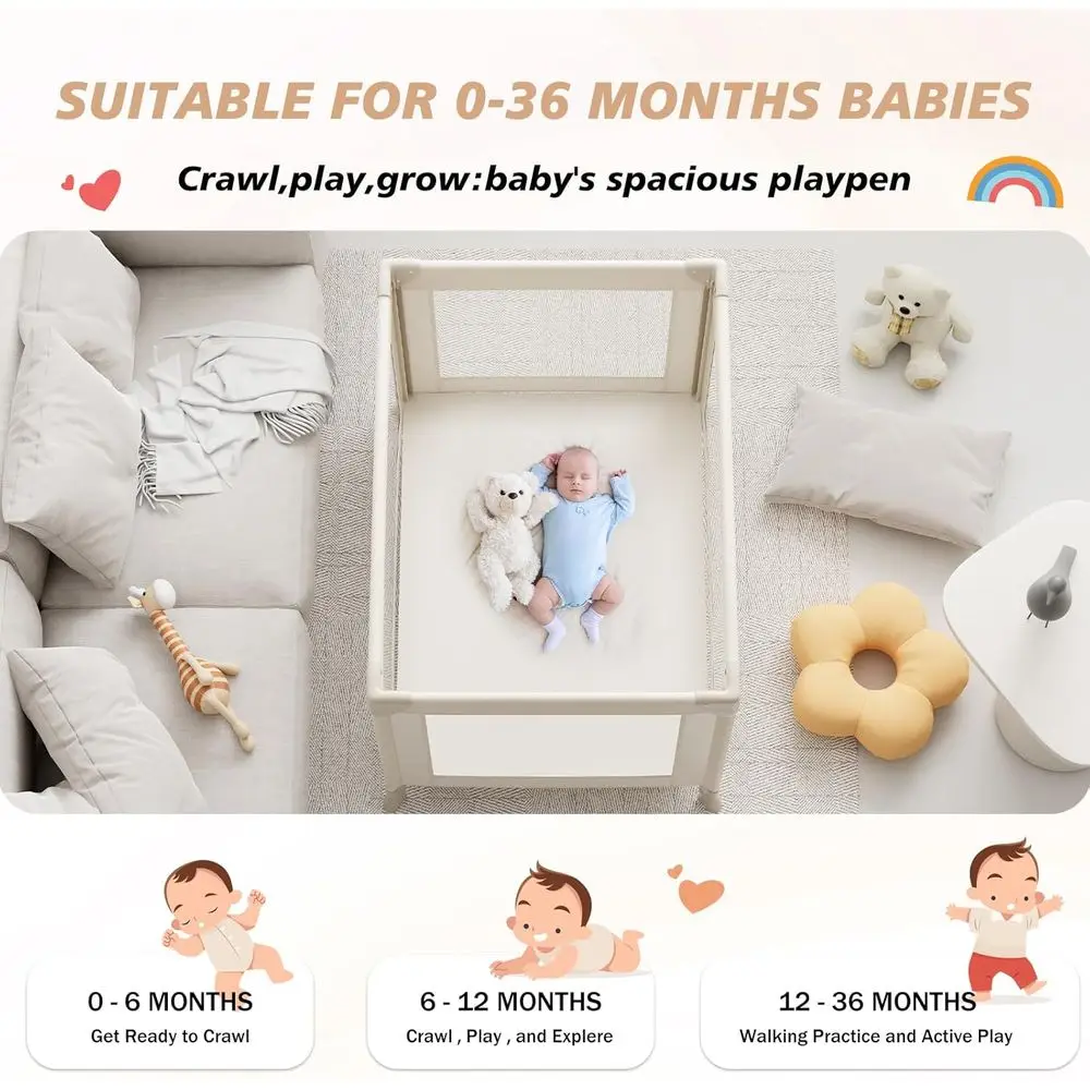 سرير سفر مدمج للأطفال مع مرتبة وشبكة - روضة أطفال خفيفة الوزن قابلة للطي للرضع والأطفال الصغار (كاكي) #3