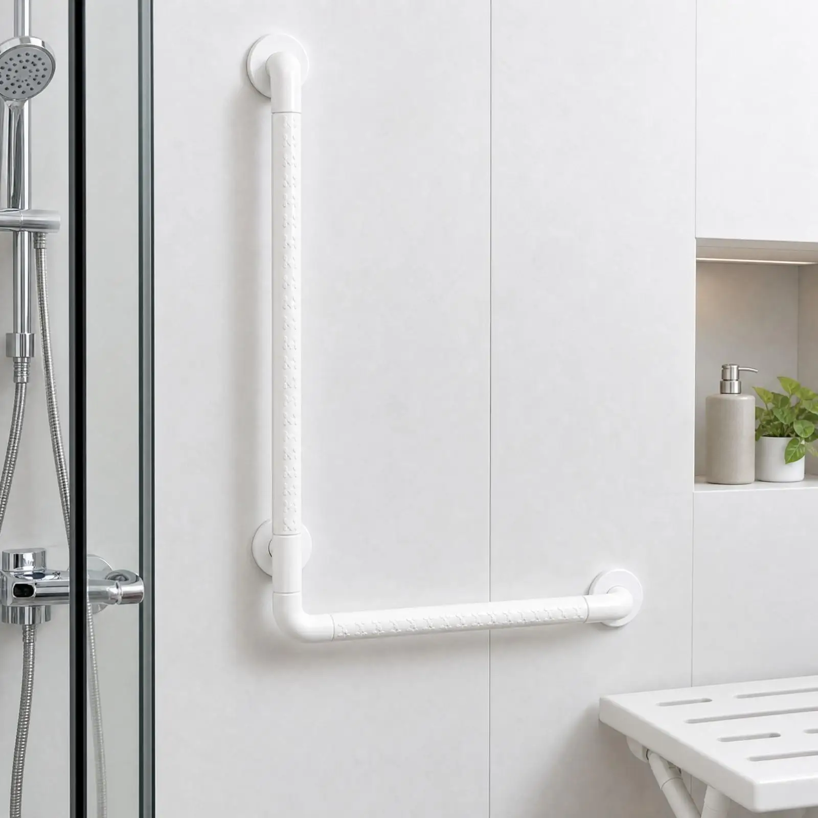 Wall Mounted L Style Safety Grab Rail for Shower Bathroom Toilet Support Heavy Duty Stainless Steel Handicap Aid