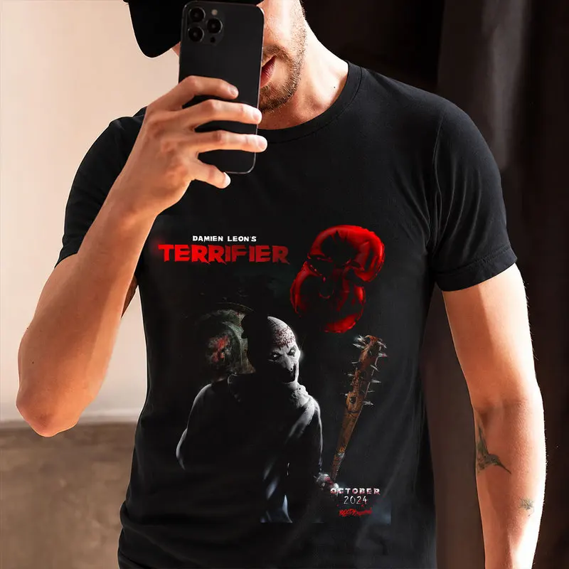 Retro Horror Movie Terrifier Art The Clown Killer Scary Halloween Gift T Shirt 0912 Short Sleeve Graphic clothes All size tops