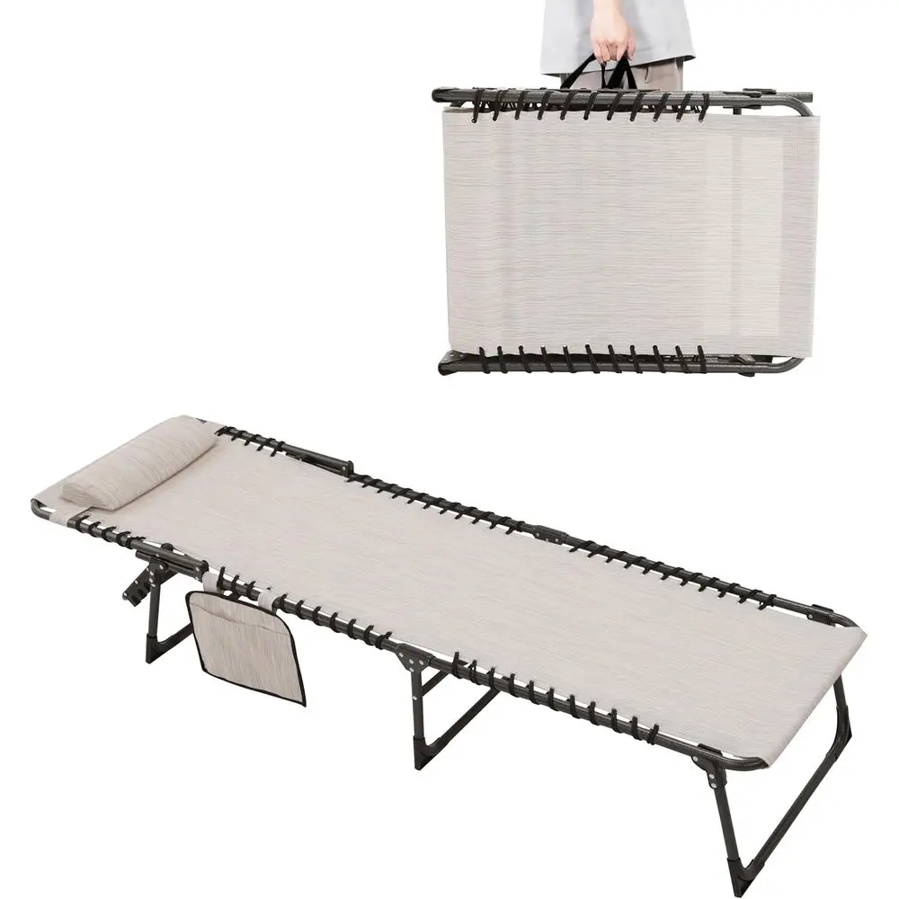 

Upgraded 5-Position Adjustable Outdoor Beach Patio Chaise Lounge Chair, Beige