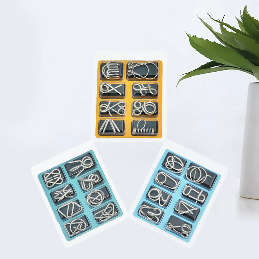 

24 pcs Pcs IQ Test Toys Brain Teaser Metal Wire Puzzles Trick Toy Metal IQ Puzzle Board Game for Kids Adults