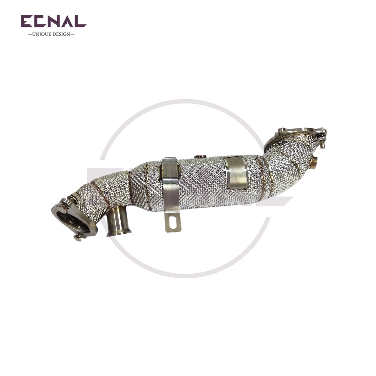Ecnal Exhaust Downpipe for Alfa Romeo Giulia Stelvio 2.0T 2017+ High Performance SUS304 Exhaust Pipe with Catalytic Converter