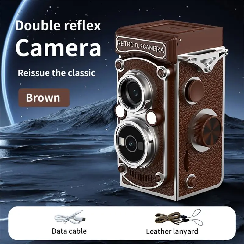 ABKQ-Infrared Night Vision Function Dual Lens Retro Camera Manual Joystick Operation HD Nostalgic Portable Design