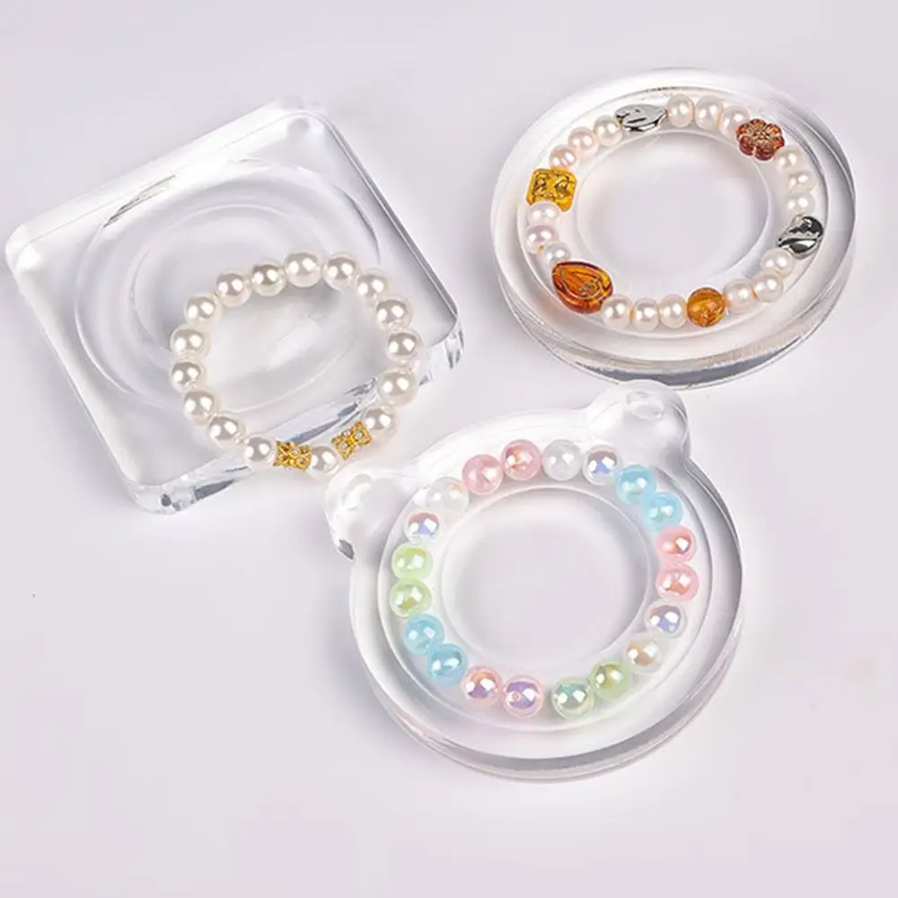 Acrylic Jewelry Tray Multiple Grooves Storage Compartments Beading Board Bear Shape Transparent Jewelry Making Mat