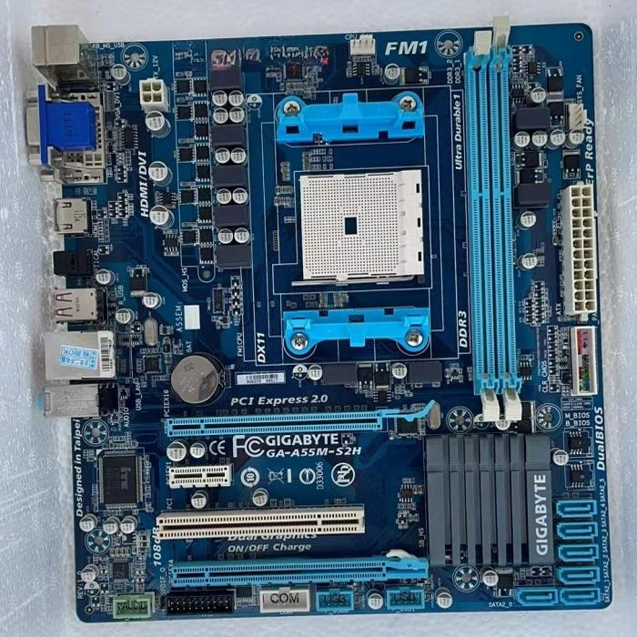 

For Gigabyte GA-A55M-S2H DDR3 computer FM1 main board HDMI fiber TPM full solid COM