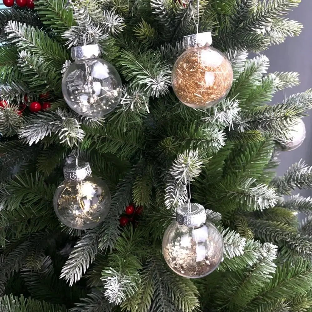 6cm/8cm Clear Christmas Balls Pendant Round Shatterproof Christmas Hanging Balls Transparent Reusable Xmas Tree Pendants