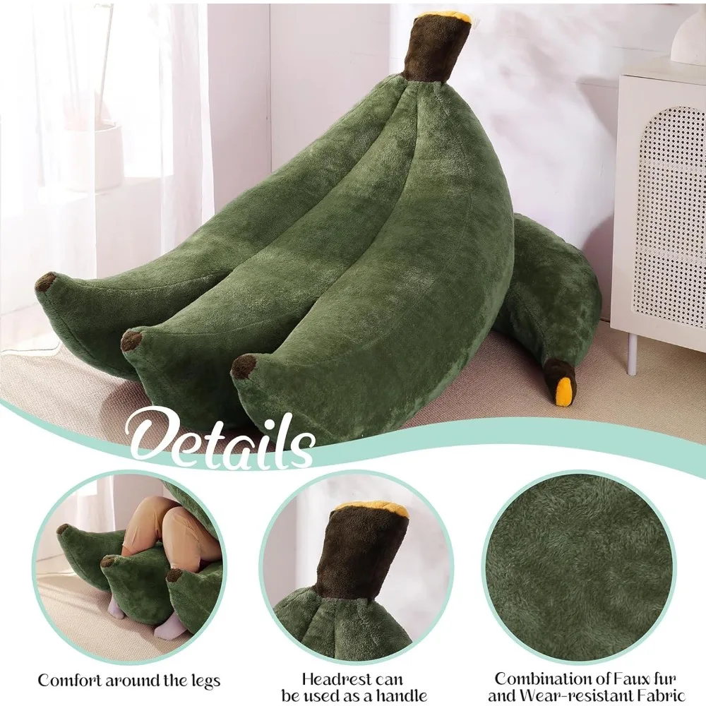 كرسي Banana Bean Bag مع مسند، أريكة أرضية مع مسند للقدمين، كرسي مريح قابل للتحويل للبالغين، أريكة قطيفة لغرفة النوم، #4