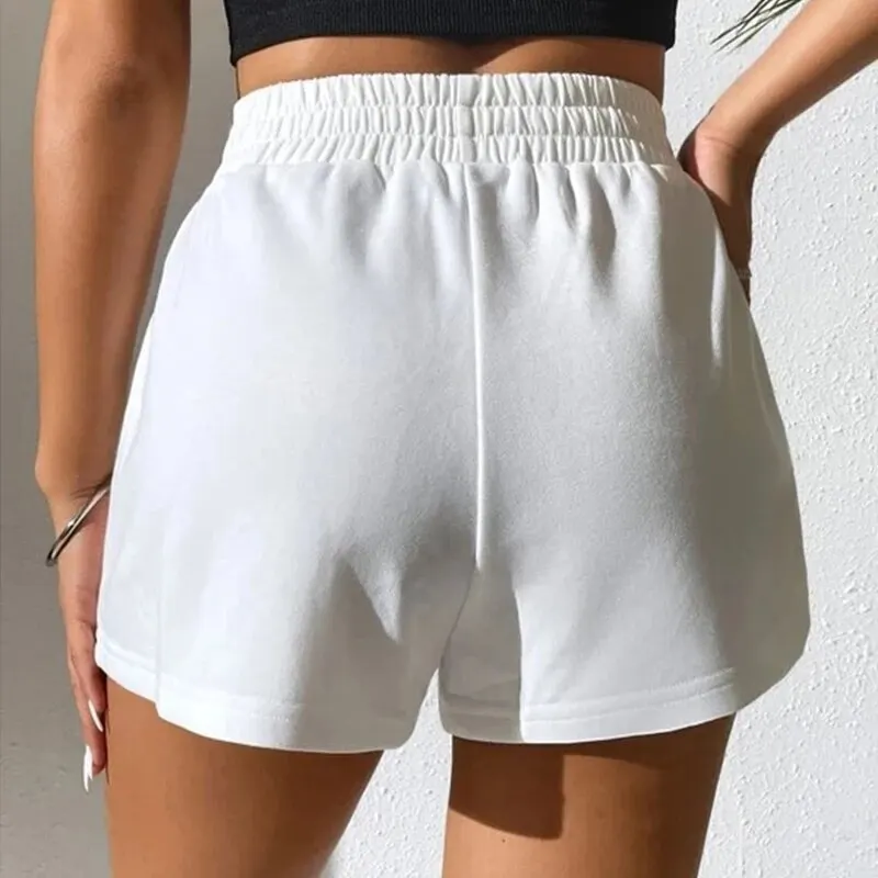 Women's Athletic Shorts High Waisted Running Shorts Pocket Sporty Shorts Gym Elastic Workout Shorts