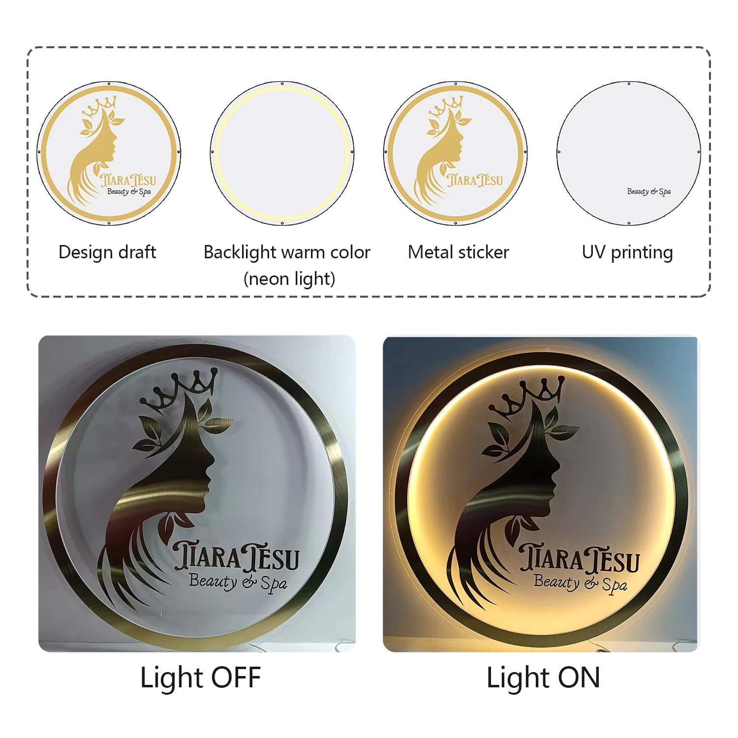 Custom Personalized Circle Acrylic Business Logo Sign  Hair Salon Cafe Bar Welcome Sign Round Front Door Sign Name Sign Decor