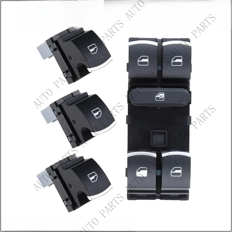 A+ 4PCS Set Chrome Window Switch Control For 4 Door For VW Passat Golf MK5 6 Jetta