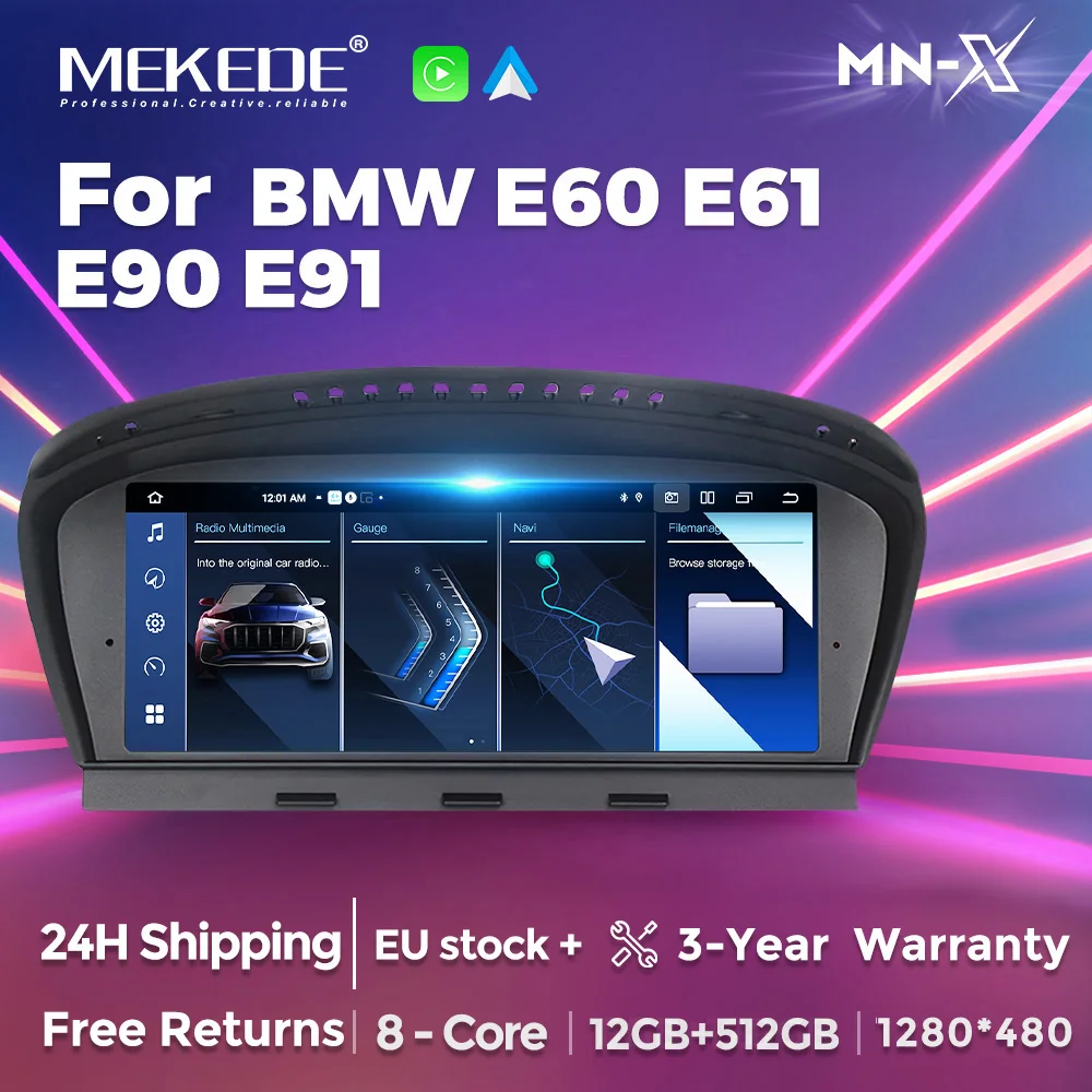 MEKEDE Android 14 Autoradio Drahtloses Carplay für BMW 3 5er E60 E61 E63 E64 E90 E91 E92 E93 Navigation Intelligente Systeme