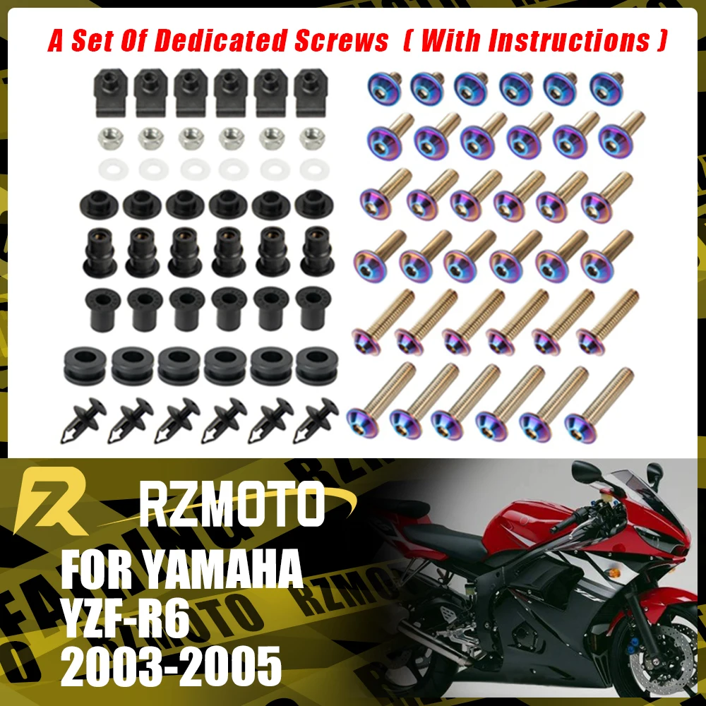 

YZFR6 Motorcycle Stainless Complete Bodywork Fairing Bolt Kit Screws Clip For YAMAHA YZF-R6 2003-2005 2004