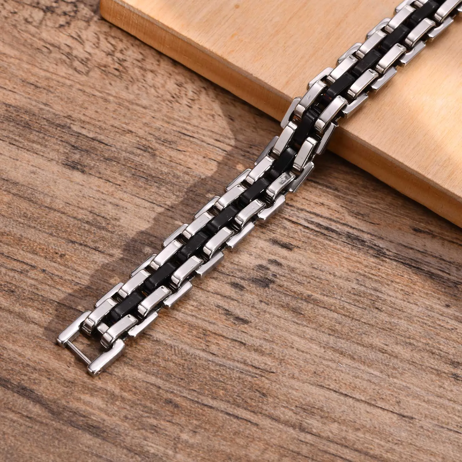 Gents Bracelet for Men, Two Tone Stainless Steel Bracelet, Men Jewelry