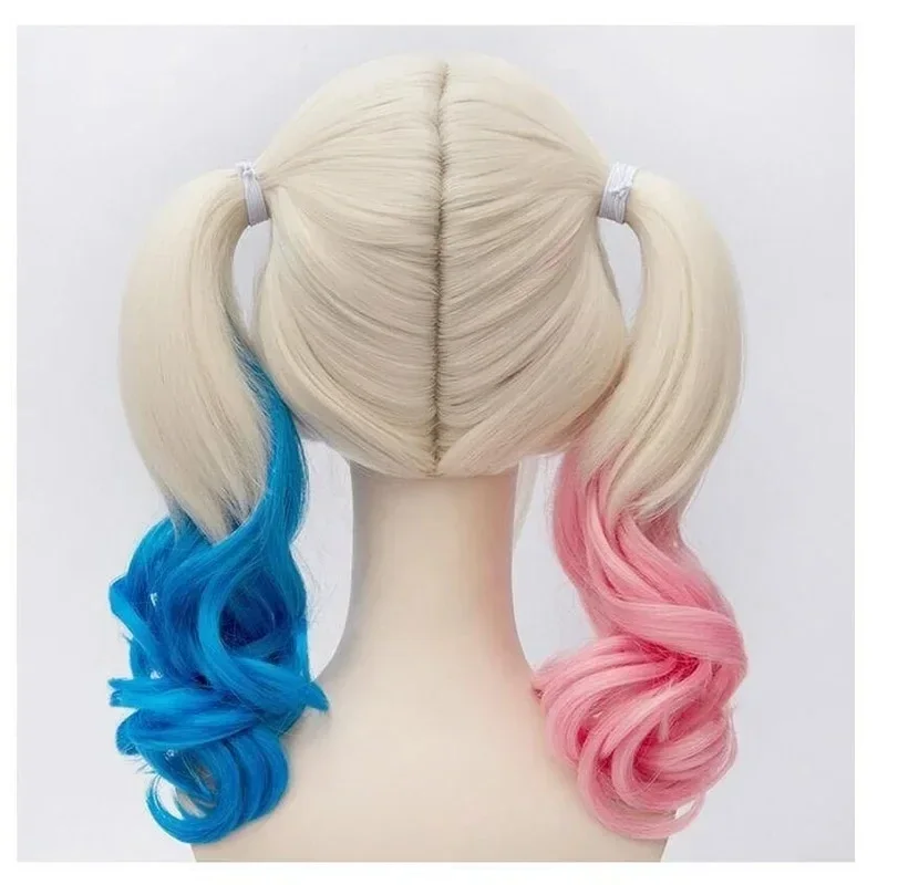 Long Suicide Cosplay Halloween Quinn Squad Harley Monster Pink MIxed Blue Blonde Curly Wig