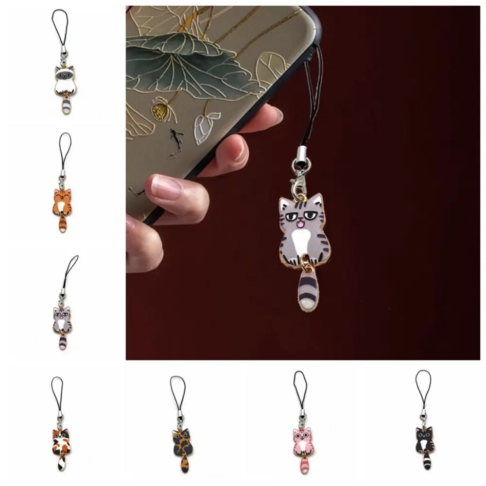

Bag Decor Kitten Pendant Cat Phone Strap Anti Lost Wag Tail Y2K Phone Charm Key Ring Keychain Phone Lanyard Backpack Ornament