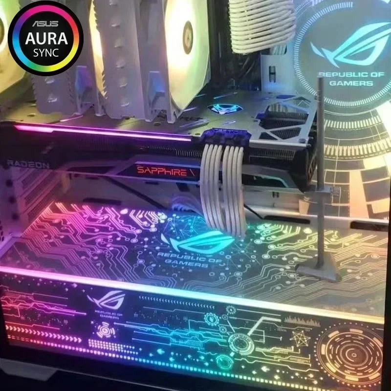 MOD Obudowa komputera RGB Panel oświetleniowy, spersonalizowana boczna płyta tylna GPU ARGB Graphics Decorated Plate 5V 12V Kolorowa płyta AURA SYNC