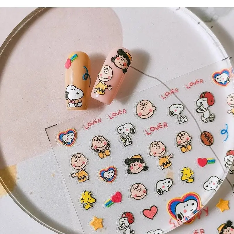 Snoopy Nail Art Stickers Anime Peripheral Cartoons Cute Waterproof Three-dimensional Decoration Nail Art Decals Wholesale