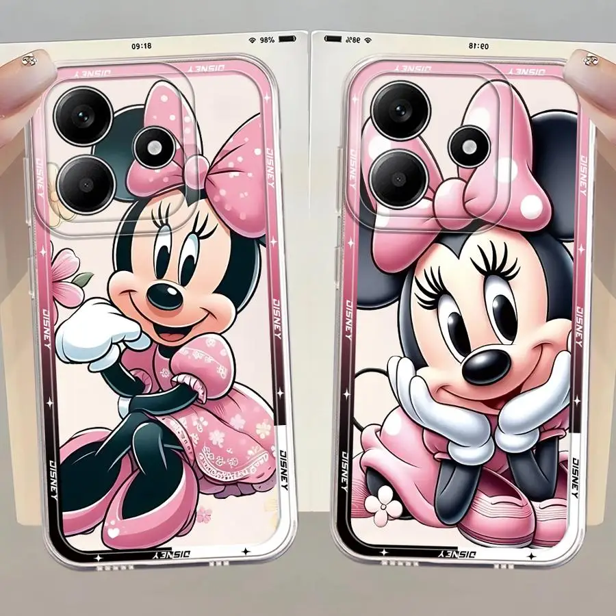 Funda de Minnie Mouse de Disney para Xiaomi Redmi Note 10S 9 10 11 Pro 13C 14C 11S A4 12S 10Lite 12 13 14 Pro Plus 9S cubierta transparente