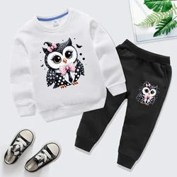 Autumn Children Clothes Sets Cute Halloween Owl Print Pullover+Pants 2pc Set Cartoon Spooky Season Boys Girls Outfit Tracksuit