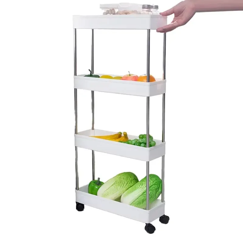 for High-quality kitchen storage rack with adjustable mobile stand, a variety of high-quality three-layer plastic materials