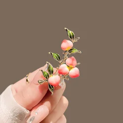 Elegant Peach Leaf Enamel Brooches for Women Female Wedding Party Jewelry Rose Suits Coat Dress Scarf Hat Lapel Pins Gift