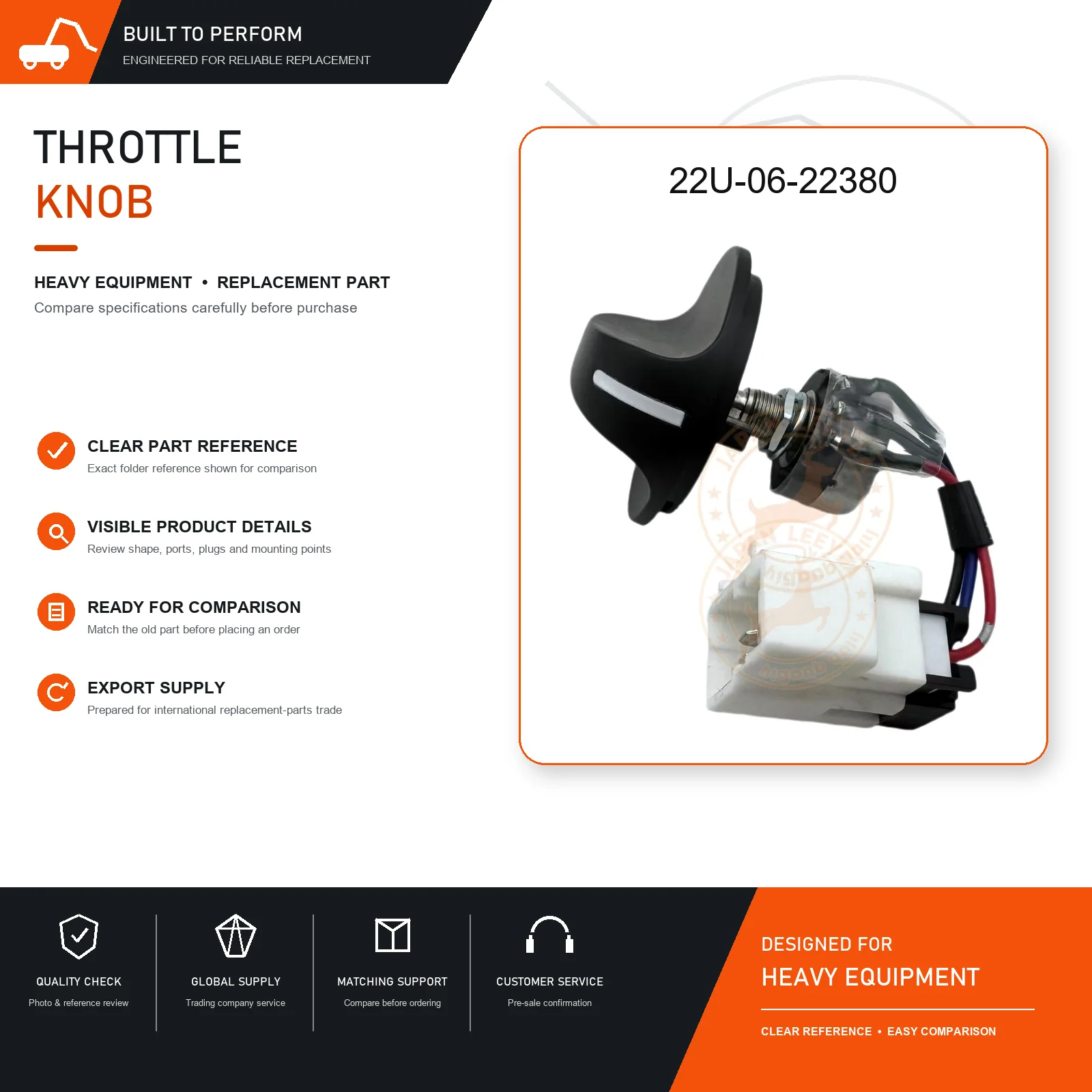 22U-06-22380 Excavator Fuel Dial Throttle Knob Replacement for PC200-8, PC300-8, PC350-8 and PC400-8 Heavy Equipment Engine