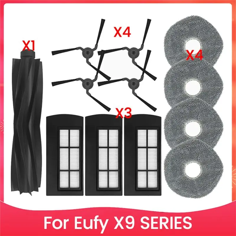 

Комплект аксессуаров YLS-16PCS для робота-пылесоса Eufy X9 SERIES: моющиеся салфетки для швабры, фильтры, роликовые и боковые щетки, сменные детали