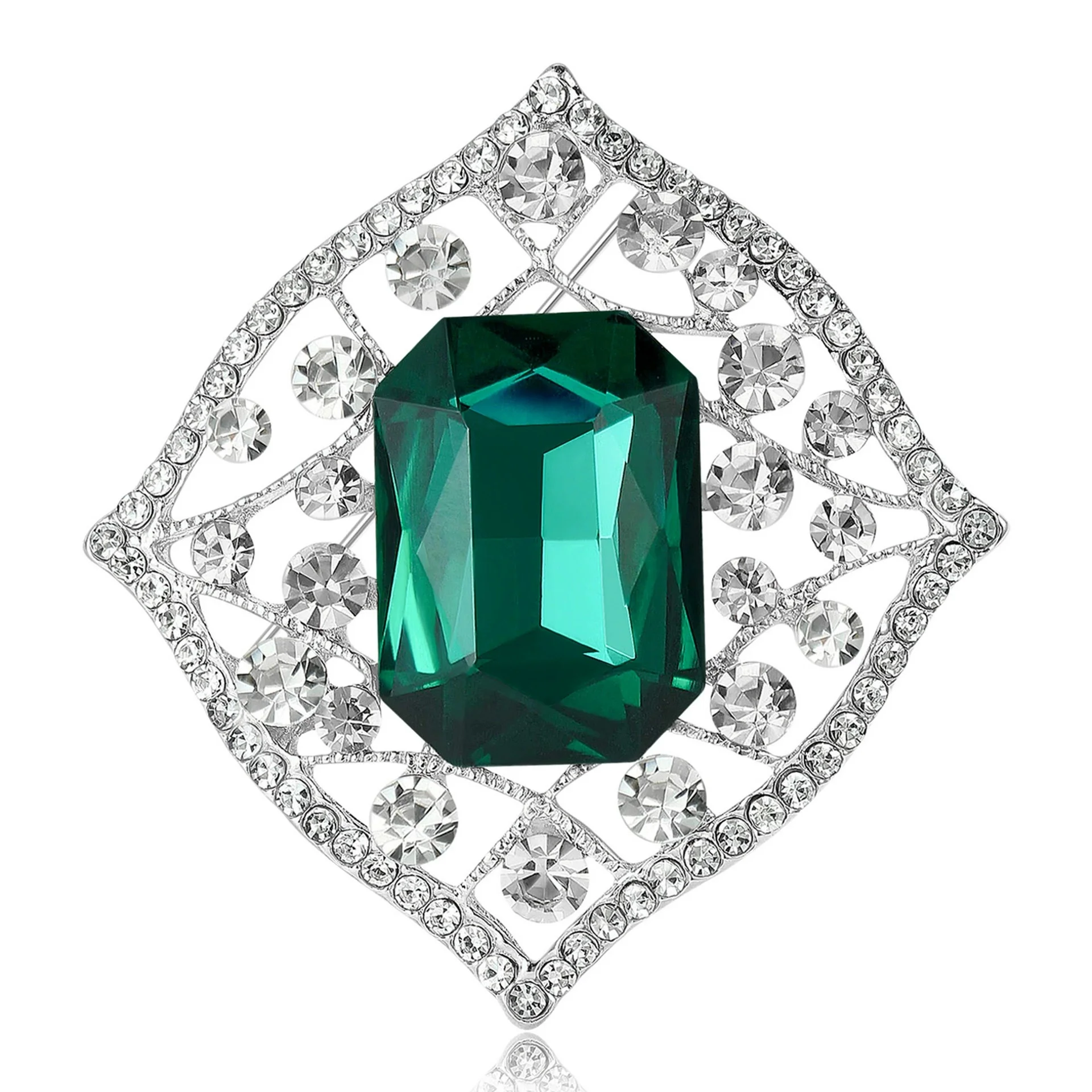 Luxury Openwork Crystal Glass Brooches for Women Unisex Rhinestone Pins Casual Party Jewelry Accessories Gifts