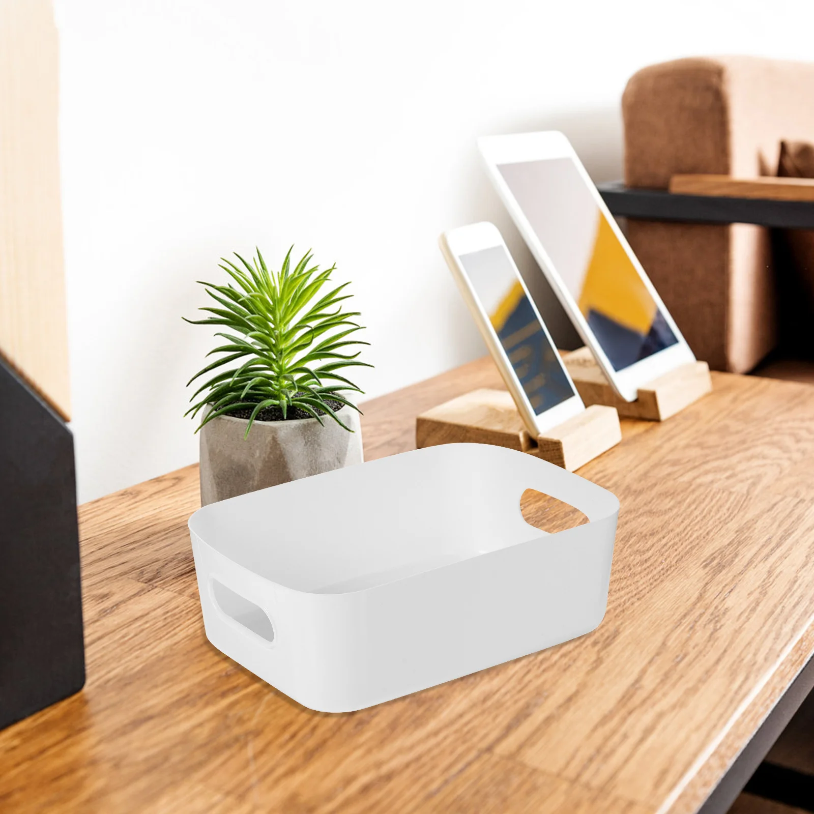 

6pcs Plastic Storage Bin Organizer Baskets For Bathroom Kitchen Desktop Cabinet Pantry Home Office Abs Cutout Handle