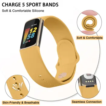 適用於 Fitbit Charge 6/5 的錶帶,矽膠腕帶,適用於 Fitbit Charge 5/6 運動手環替換智慧手錶配件 8 最佳銷售 Fitbit Charge 5 錶帶 - №1