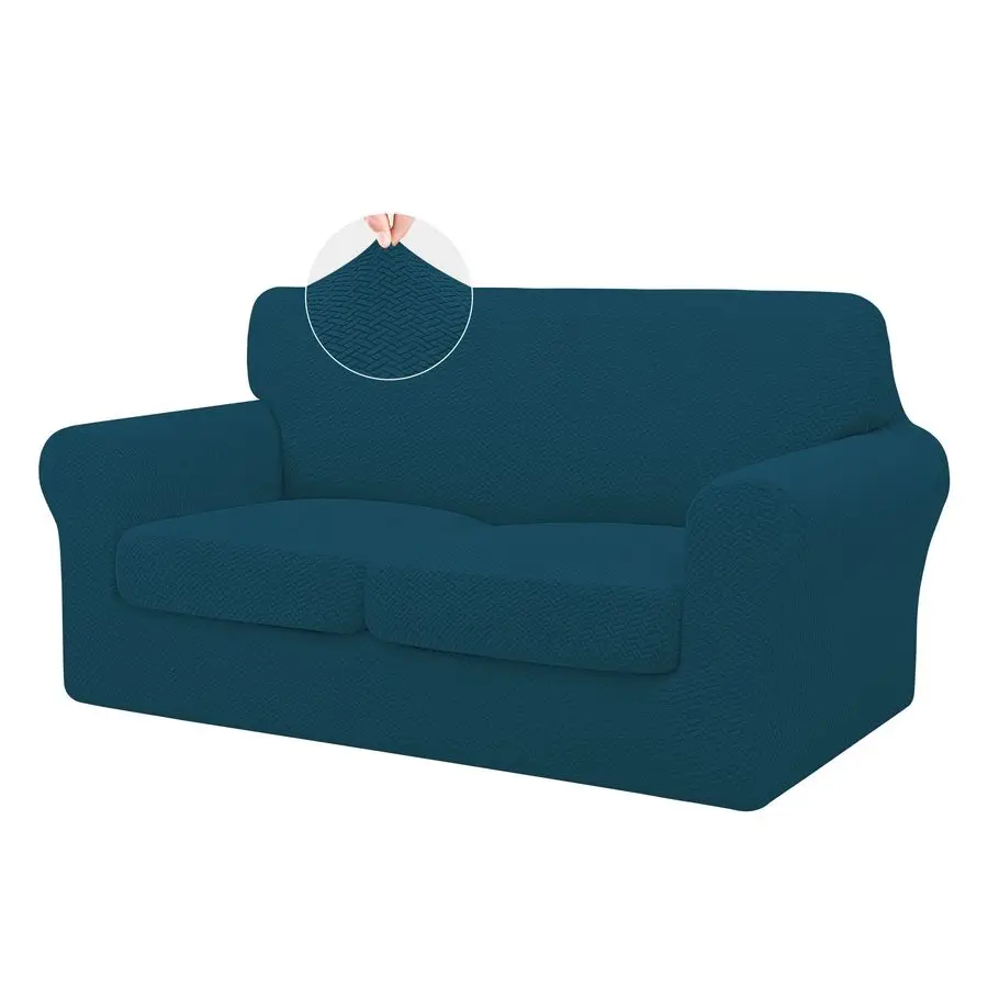 

3 Pieces High Stretch Thicken Loveseat Couch Covers, Soft Sofa Slipcover for 2 Separate Cushion Couch, Jacquard Fabric Elastic S