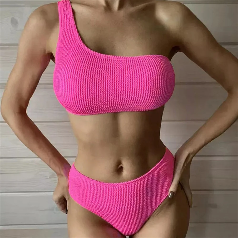 Sexy Wrinkles Bikini Push Up Swimsuit Y2K Vacation Swimwears Women Two Piece Beach Wear Bathing Suits Biquini Maillot Bain Femme