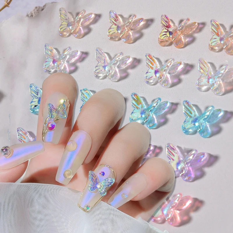 3D Aurora Butterfly Mixed Star Colorful Nail Art Charm  Nail Jewelry Nail Art Decoration Parts For DIY Nail Manicure Accessories