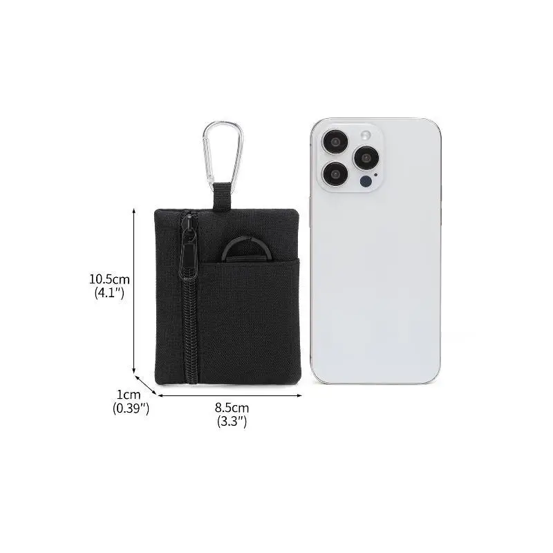 Wasserdichte Leichte Oxford Mini-Taktische Tasche mit Karabiner, Reißverschluss, Schlüsselhalter, Münz- und Kartenfach, Outdoor-Wandertasche, Herren-Geldbörse – Detail 4