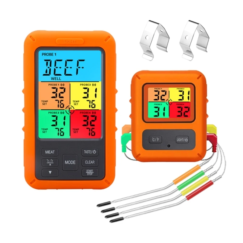 

Беспроводной цифровой термометр для мяса с зондами, инжектор для мяса, дистанционный пульт для приготовления пищи 203C