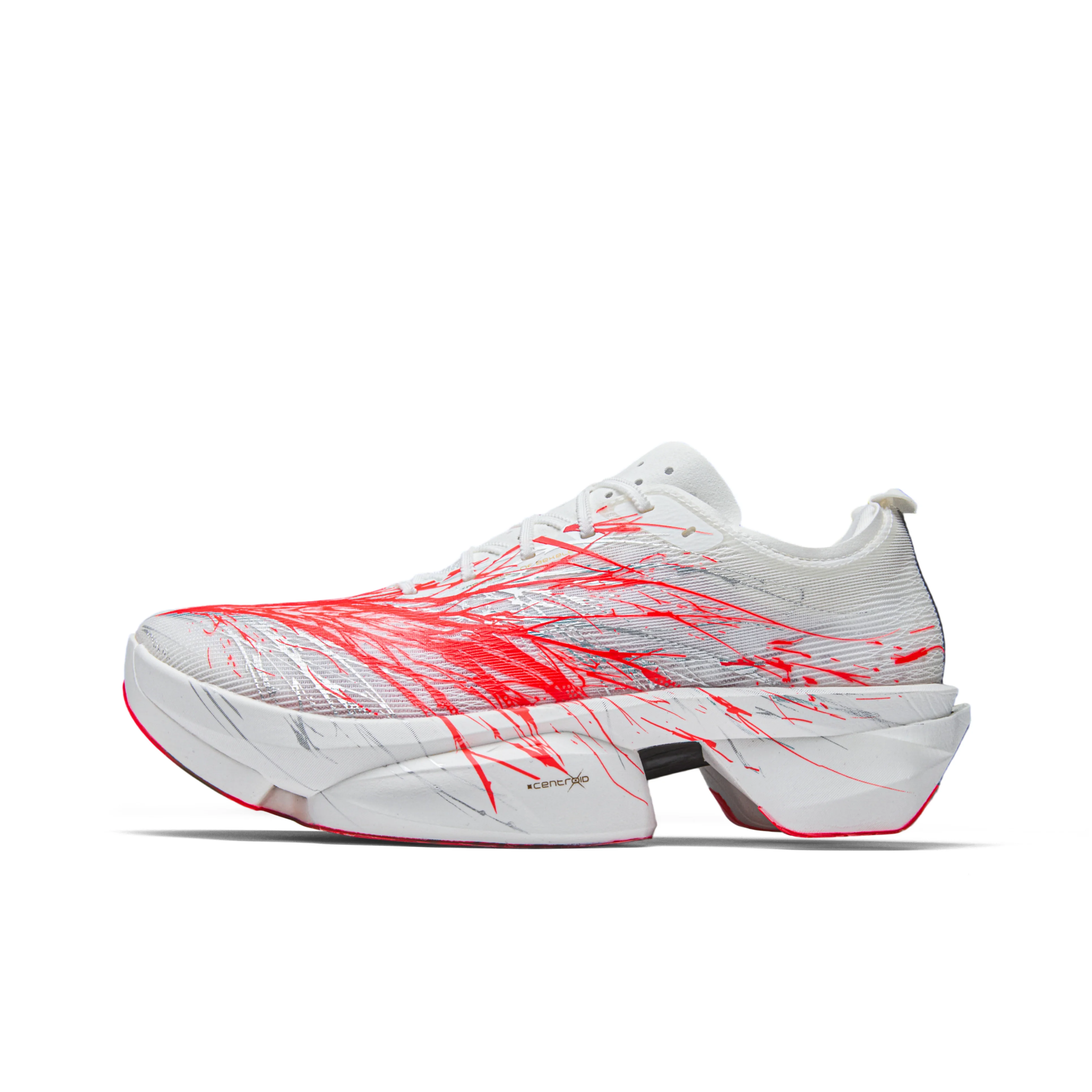 ANTA C10 2 Chaussures de course pour hommes, coupe basse, Papyrus Blanc/Rouge foncé néon brillant/Argent 112625576-1