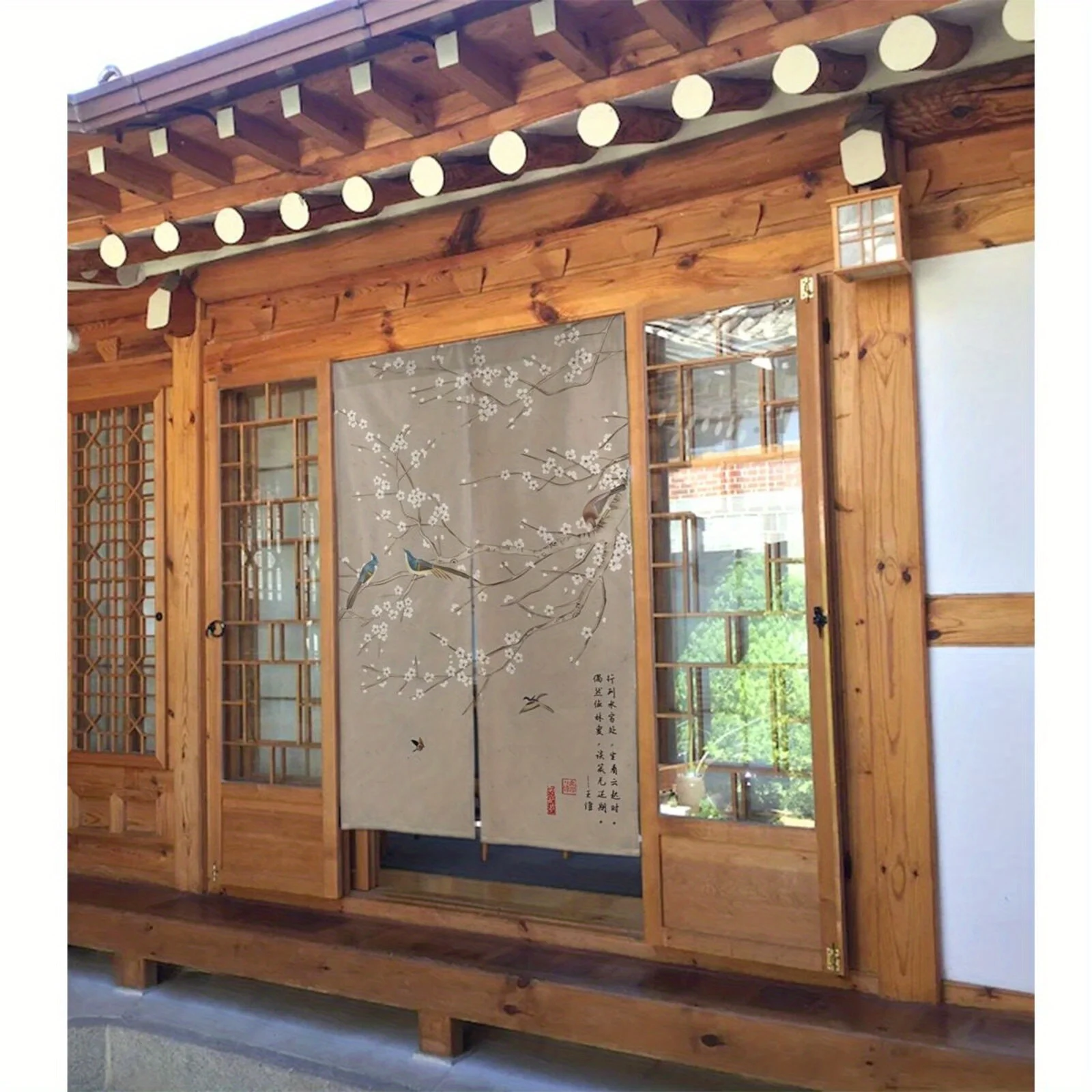 Chinese Plum Blossom Birds Art Door Curtain Traditional Home Decor Elevate  Space Simple Installation Suitable for all seasons