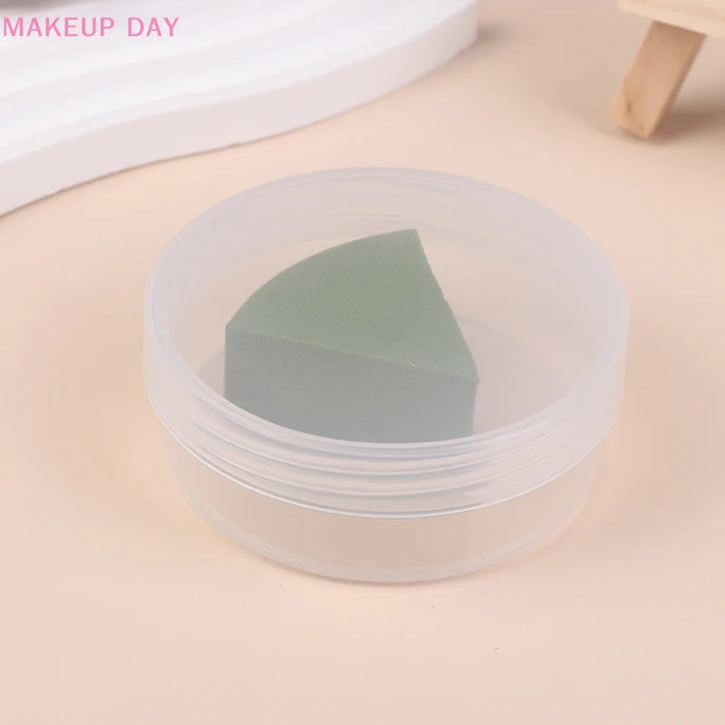 Transparent Circular Box With Cover Cosmetics Puff Storage Box Beauty Face Care Tool Makeup Case Travel Accessories Container