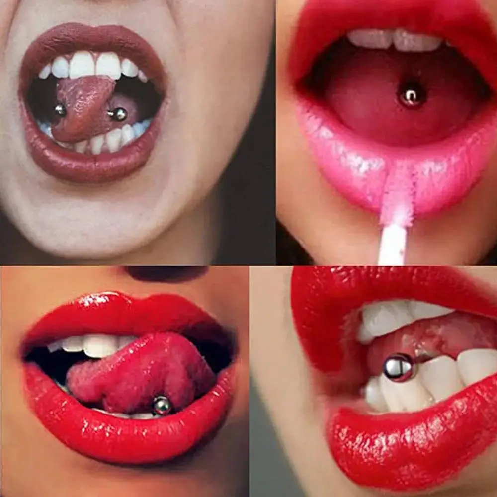 1PC Steel Tongue Barbell Piercings 14G Nipple Barbell Piercing Langue Rings Bars Tragus Barbell Earrings Piercing Body Jewelry