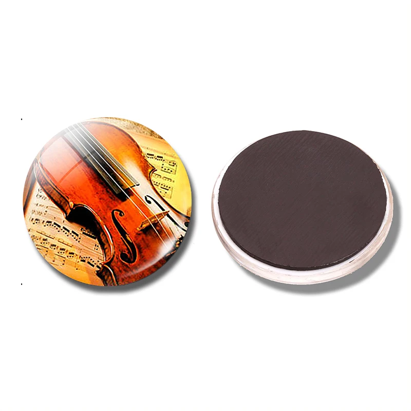 

Violin 30 MM Fridge Magnet Classical Music Gift Orchestra Band Glass Dome Magnetic Refrigerator Stickers Note Holder Home Decor