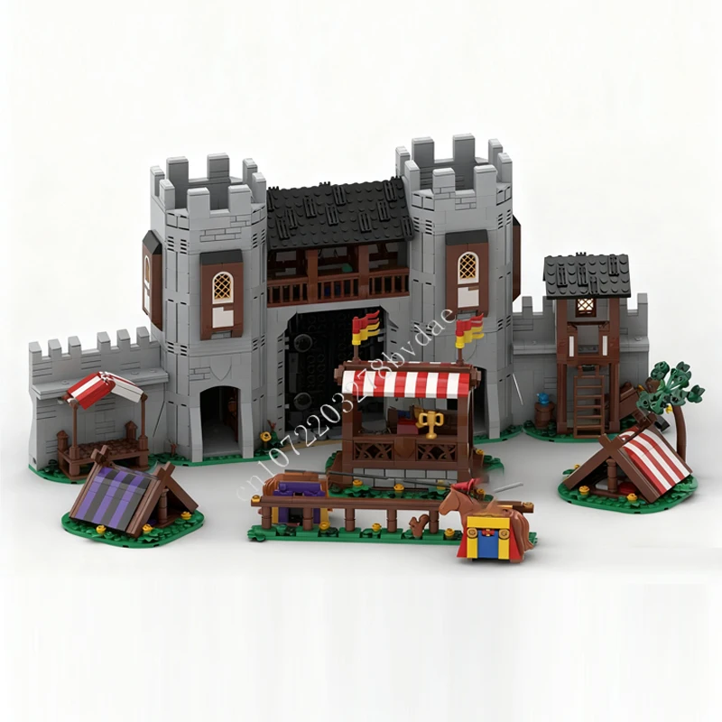 

2423PCS MOC Medieval Castle Building Block Model medieval tournament Technical Brick DIY Assembly Set Toy For Child Holiday Gift