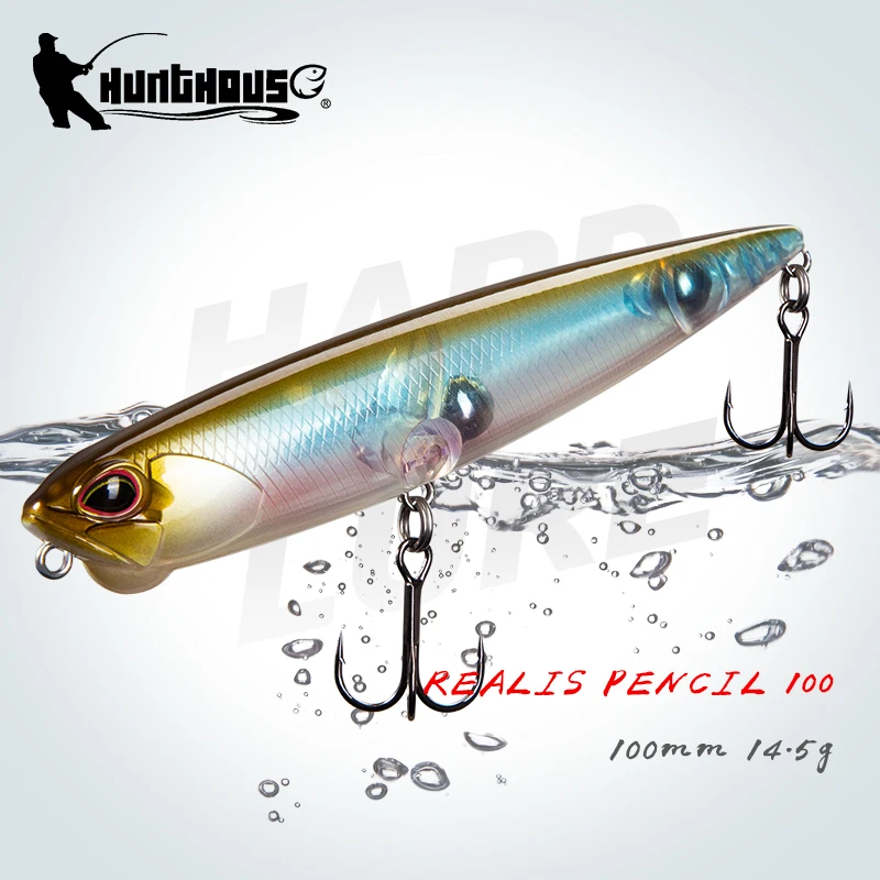 Hunthouse REALIS lápiz 100mm/14,5g Topwater señuelo de Pesca flotante nadar Crankbait Whopper Pesca cebo Artificial Stickbait LW510