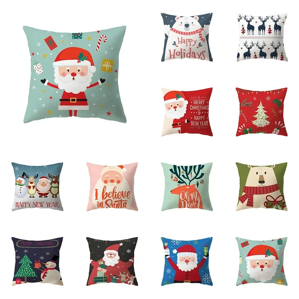 Christmas Themed Pillowcases Car Accessories Office Santa Claus Living Room Sofa Home Pillowcases