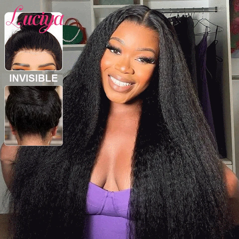 Invisi Strap 360 Full Lace Glueless Human Hair Wigs Pre Plucked 360 HD Lace Frontal Wig Glueless Wigs Kinky Straight Humain Hair